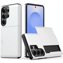 Mobigear Card Coque Samsung Galaxy S26 Ultra Coque arrière Rigide Anti-Chocs avec Porte-Cartes - Blanc