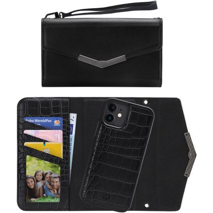 Mobilize Elegant Magnet iPhone 12 Mini Détachable 2in1 Pochette - Black Croco