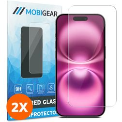 Mobigear iPhone 16 Verre trempé Protection d'écran - Compatible Coque (Lot de 2)