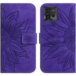 Mobigear Sunflower Housse Motorola Moto G72 Etui Porte-Monnaie - Violet