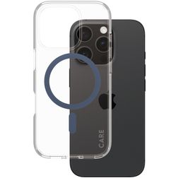CARE by PanzerGlass Urban Combat iPhone 16 Pro MagSafe Plastique rigide Coque arrière - Transparent / Bleu