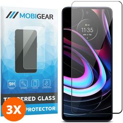 Mobigear Premium Motorola Edge (2021) Verre trempé Protection d'écran - Compatible Coque - Noir (Lot de 3)