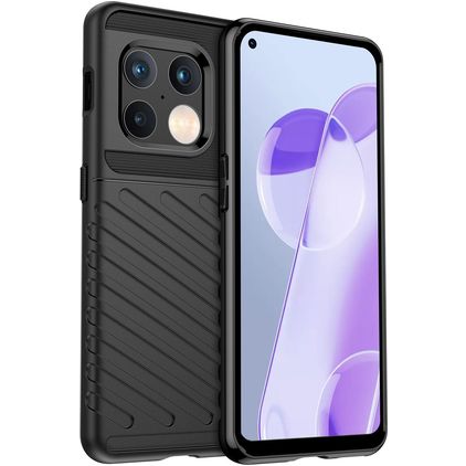 Mobigear Groove Coque OnePlus 10 Pro Coque arrière en TPU Souple - Noir