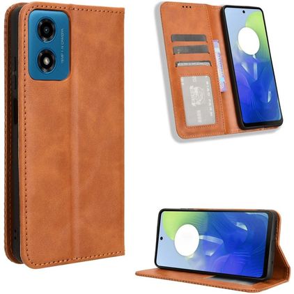 Mobigear Sensation Housse Motorola Moto G04 Etui Porte-Monnaie - Marron