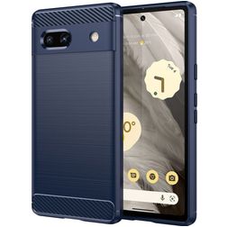 Mobigear Brushed Slim Coque Google Pixel 7a Coque arrière en TPU Souple - Bleu