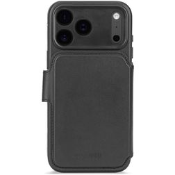 Decoded Detachable Wallet Housse iPhone 17 Pro Max MagSafe Etui avec Coque Détachable en Cuir Véritable Porte-Monnaie - Noir