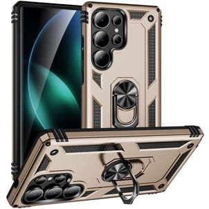 Mobigear Armor ring Coque Samsung Galaxy S25 Ultra Coque arrière Rigide Anti-Chocs avec Anneau-Support - Or