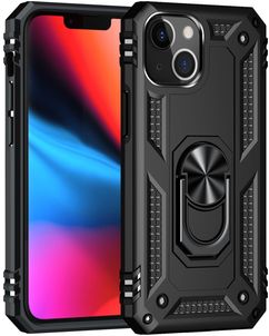 Mobigear Armor Ring Coque iPhone 13 Coque arrière Rigide Anti-Chocs avec Anneau-Support - Noir