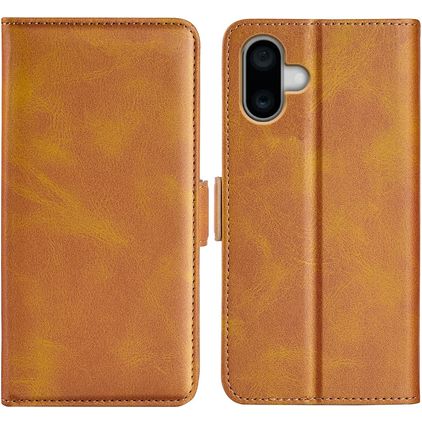 Mobigear Slim Magnet Housse iPhone 16 Plus Etui Porte-Monnaie - Cognac