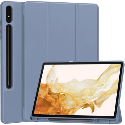 Mobigear Tri-Fold Gel Coque Samsung Galaxy Tab S9 Plus Etui en TPU,Similicuir + Porte-crayon - Violet