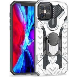 Mobigear Armor Ring Coque iPhone 12 Pro Max Coque arrière Rigide Anti-Chocs avec Anneau-Support - Argent