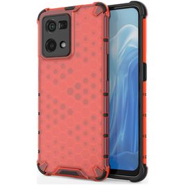 Mobigear Honeycomb Coque OPPO Reno 7 4G Coque arrière Rigide Anti-Chocs - Rouge