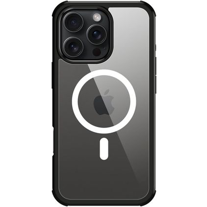 Valenta Full Cover Coque iPhone 16 Pro MagSafe Coque arrière en Verre trempé Anti-Chocs - Noir