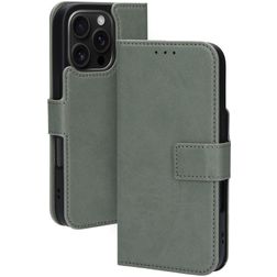 Mobiparts Classic Wallet MagSafe Housse iPhone 16 Pro MagSafe Etui Porte-Monnaie - Stone Green