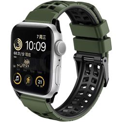 Mobigear Aero Armor Bracelet Silicone pour Apple Watch Fermeture boucle ardillon - 49/46/45/44 mm - Vert armée