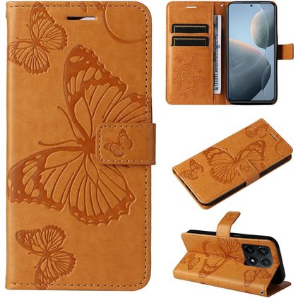 Mobigear Butterfly Housse Xiaomi 14T Etui Porte-Monnaie - Cognac