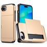 Mobigear Card Coque iPhone 16e Coque arrière Rigide Anti-Chocs avec Porte-Cartes - Or