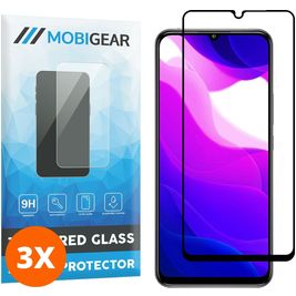 Mobigear Premium Xiaomi Mi 10 Lite Verre trempé Protection d'écran - Compatible Coque - Noir (Lot de 3)