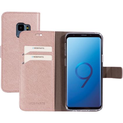 Mobiparts Saffiano Wallet Samsung Galaxy S9 Étui Portefeuille - Rose