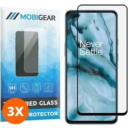 Mobigear Premium OnePlus Nord Verre trempé Protection d'écran - Compatible Coque - Noir (Lot de 3)