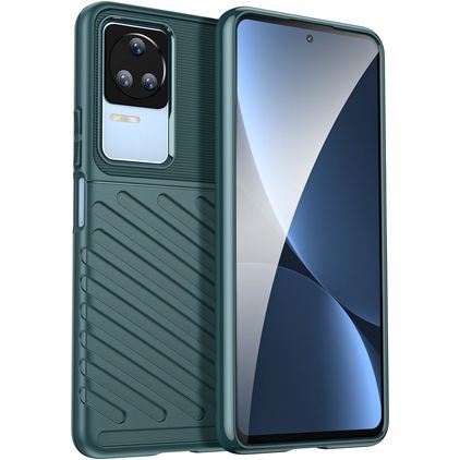 Mobigear Groove Coque POCO F4 Coque arrière en TPU Souple - Vert