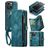 CaseMe 008 iPhone 13 Coque Étui 2en1 avec coque amovible Portefeuille - Bleu
