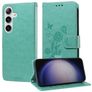 Mobigear Flowers Housse Samsung Galaxy S25 Plus Etui Porte-Monnaie - Vert