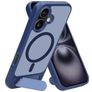 Mobiparts Hardcover Coque iPhone 16 MagSafe Coque arrière Rigide avec Support Amovible - Satin Blue