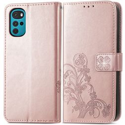 Mobigear Clover Motorola Moto G22 Étui Portefeuille - Rose doré
