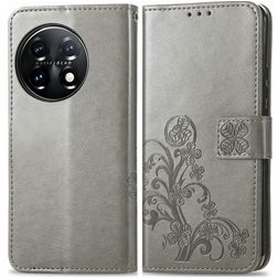Mobigear Clover OnePlus 11 Étui Portefeuille - Gris