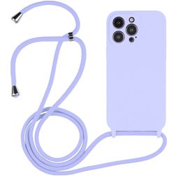 Mobigear Lanyard iPhone 14 Pro Max Silicone Coque avec cordon - Violet