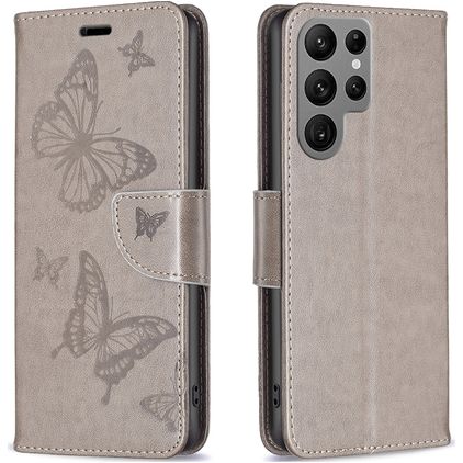 Mobigear Butterfly Housse Samsung Galaxy S24 Ultra Etui Porte-Monnaie - Gris