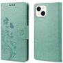 Mobigear Flowers Housse iPhone 14 Etui Porte-Monnaie - Vert
