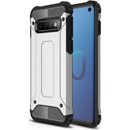 Mobigear Outdoor Coque Samsung Galaxy S10 Coque arrière Rigide Anti-Chocs - Argent