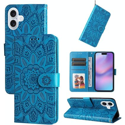 Mobigear Sunflower Housse iPhone 17 Etui Porte-Monnaie - Bleu