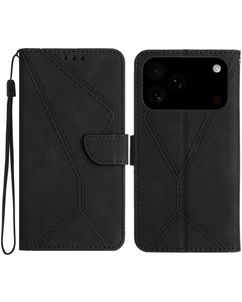 Mobigear Stitch iPhone 18 Pro Étui Portefeuille - Noir