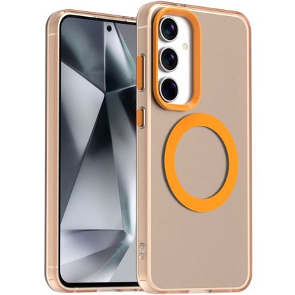 Mobigear Shockproof Samsung Galaxy S24 FE MagSafe Plastique rigide Coque arrière - Orange