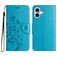 Mobigear Flowers Housse iPhone 16 Etui Porte-Monnaie - Bleu