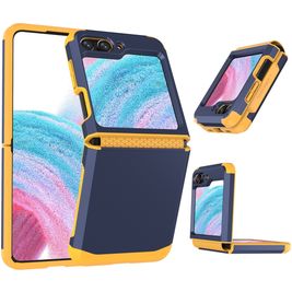 Mobigear Non-slip Armor Coque Samsung Galaxy Z Flip 5 Coque arrière Rigide Anti-Chocs - Bleu / Jaune