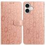 Mobigear Flowers Housse iPhone 17 Etui Porte-Monnaie - Rose doré