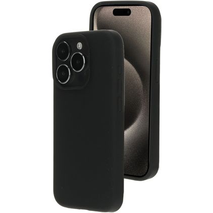 Mobiparts Coque iPhone 15 Pro MagSafe Coque arrière en Silicone - Noir