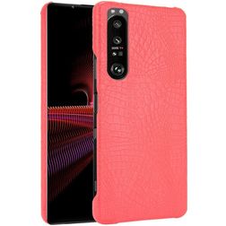 Mobigear Croco Sony Xperia 1 III Plastique rigide Coque arrière - Rouge