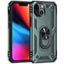 Mobigear Armor Ring Coque iPhone 13 Coque arrière Rigide Anti-Chocs avec Anneau-Support - Vert