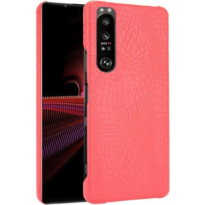 Mobigear Croco Coque Sony Xperia 1 III Coque arrière Rigide - Rouge