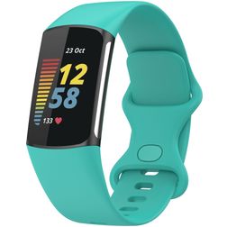 Mobigear Sport Dual Bracelet Silicone Fitbit Charge 5 Fermeture à clou et passant - Turquoise