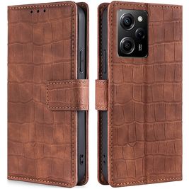 Mobigear Croco Housse POCO X5 Pro Etui Porte-Monnaie - Cognac