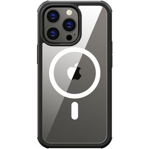 Valenta Full Cover Coque iPhone 14 Plus MagSafe Coque arrière en Verre trempé Anti-Chocs - Transparent / Noir