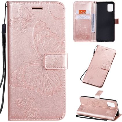 Mobigear Butterfly Housse Samsung Galaxy A51 Etui Porte-Monnaie - Rose doré