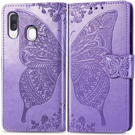 Mobigear Butterfly Housse Samsung Galaxy A40 Etui Porte-Monnaie - Violet