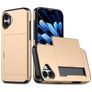 Mobigear Card Coque iPhone 16 Plus Coque arrière Rigide Anti-Chocs avec Porte-Cartes - Or